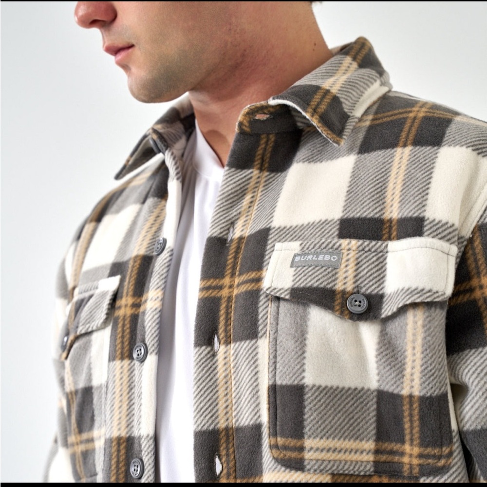 BURLEBO Shacket Coyote Plaid Button Down Shirt - Picture 3 of 7